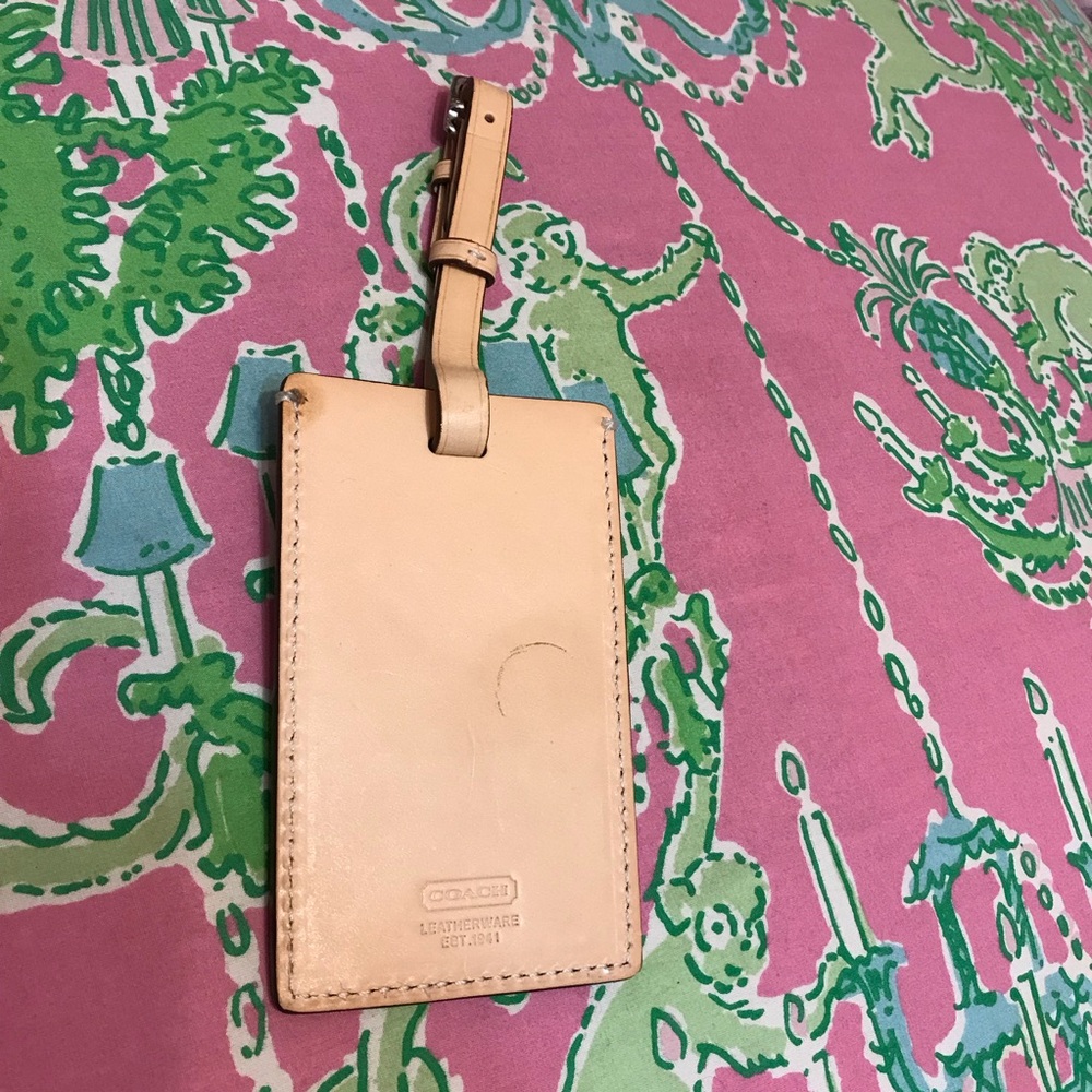 Vintage Coach Tan Leather Luggage Tag - Picture 2 of 3
